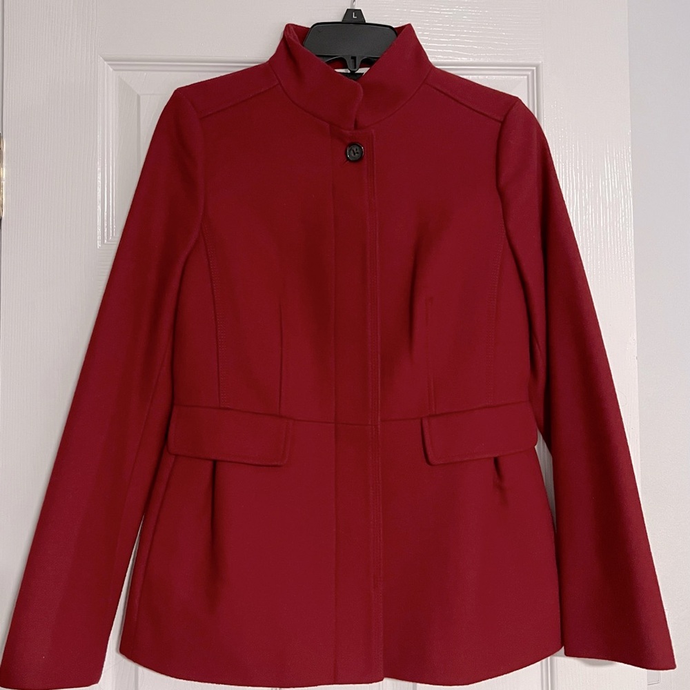 Banana Republic Women's Deep Red Stand-Collar Blazer Jacket